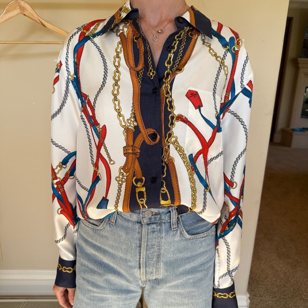 Louis Vuitton Silk Equestrian Print Blouse